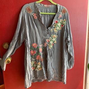 Johnny Was Gray tunic XXL